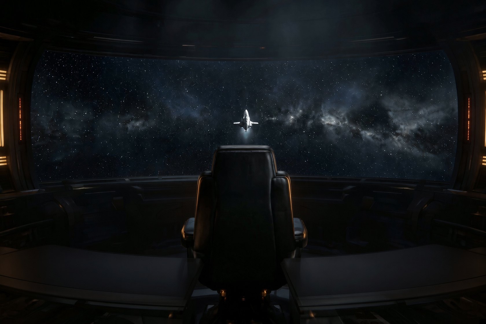 Empty command chair facing the viewscreen